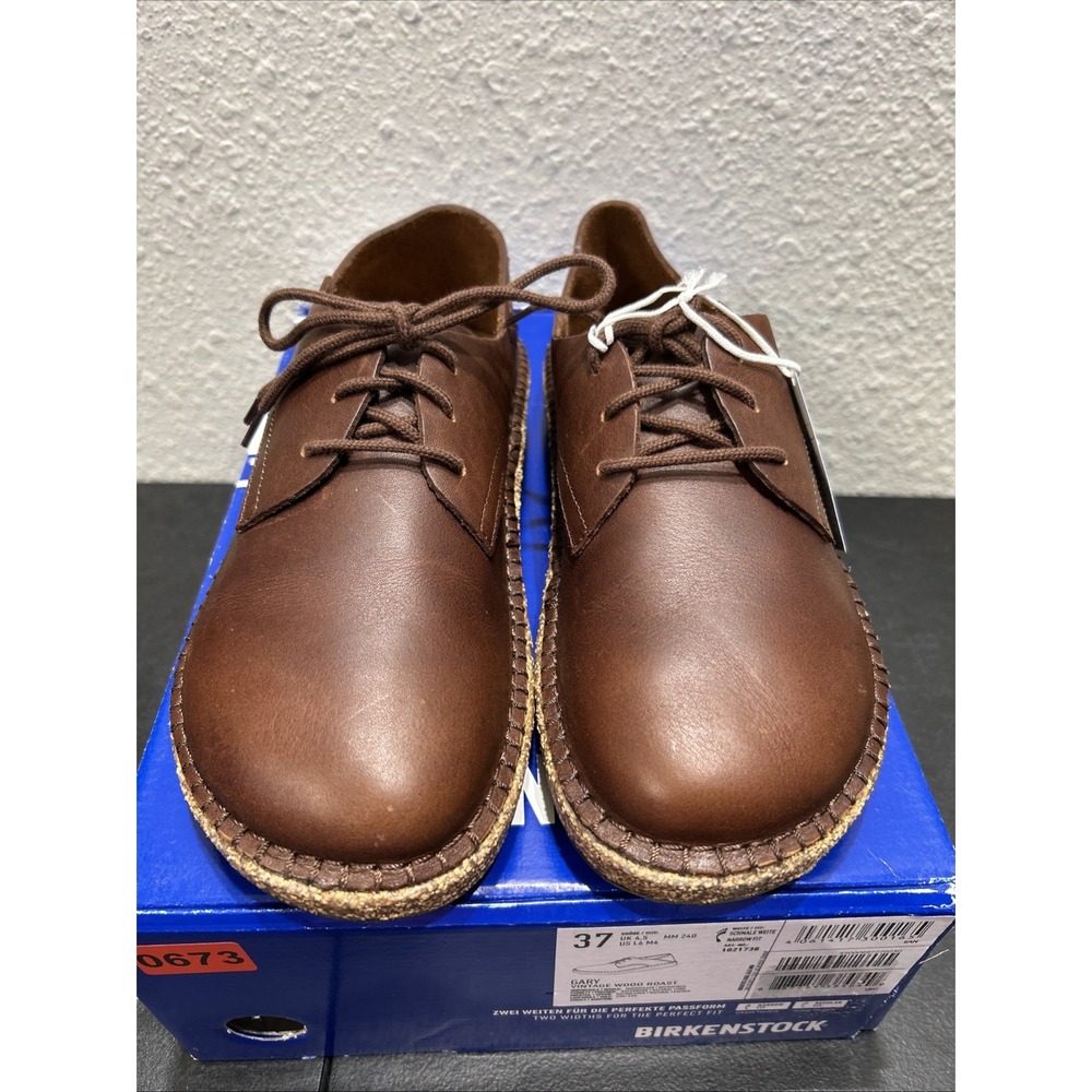 Birkenstock Gary Natural Leather Wood Roast EU 37 US L6 M4 Womens